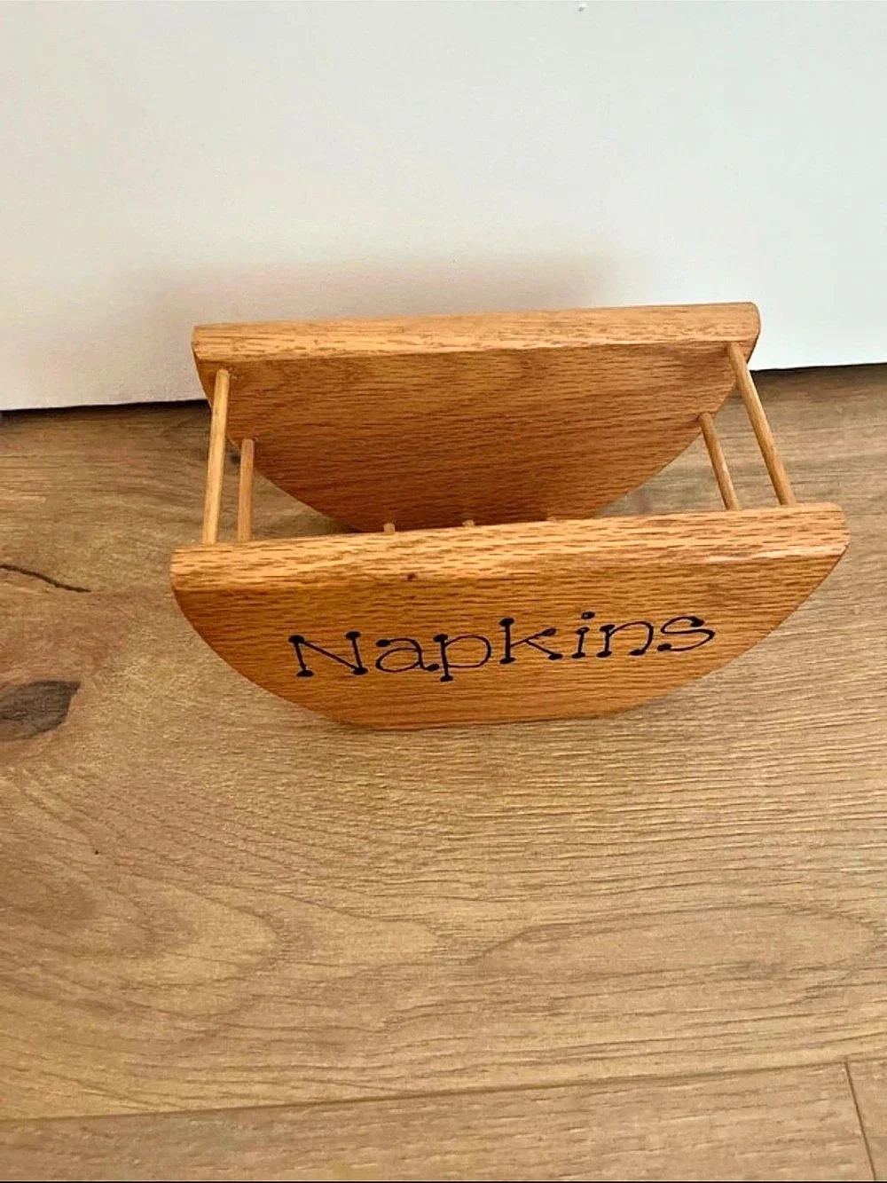 Wooden Napkin Holder Brown Solid Oak Cottage Home Decor Vintage